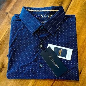 Denim & Flower Dark Blue Patterned Short Sleeve Button Up